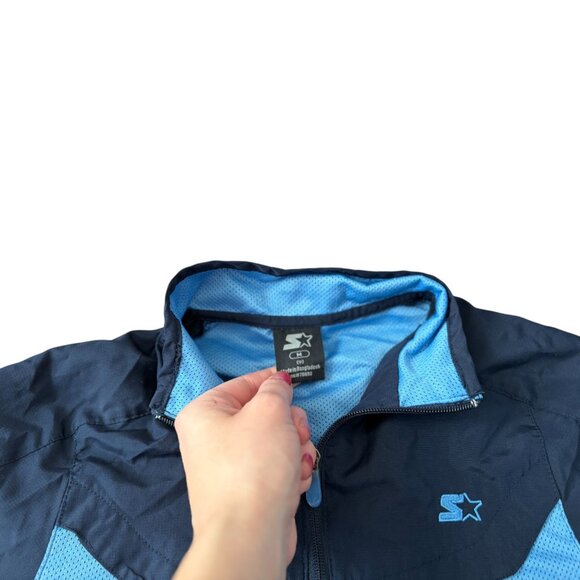 Vintage Y2K Starter Windbreaker Jacket Full Zip Lined Nylon Blue Kids Medium 8 - Picture 2 of 3